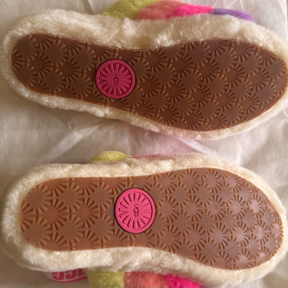 UGG Fluff Yeah Slides NWOT - Shearling Fluff Slides in Yellow Pink Purple - Picture 4 of 5